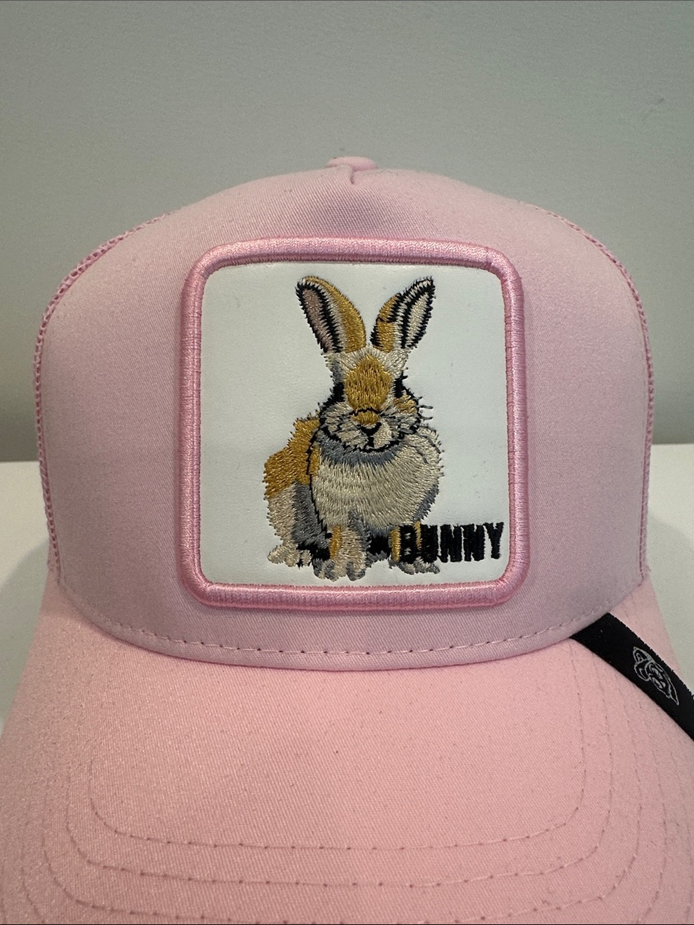 Pink Bunny Patch Trucker Hat Embroidered Rabbit Snapback Cap - Picture 4 of 8